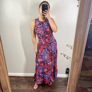 Rebecca Taylor Silk Floral Lined Evening Midi Dress Size 2
